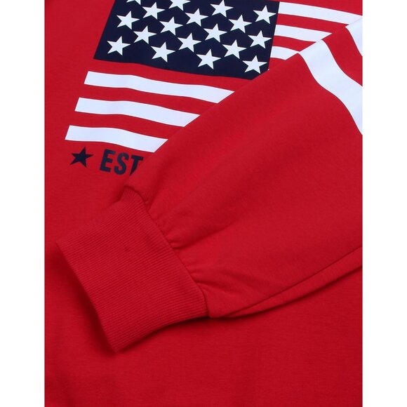 Women’s Oversized V-Neck Sweatshirt Cotton Blend Casual Patriotic Top - Picture 7 of 8
